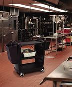 Small 3-Shelf Plastic Bussing Cart, Black in Black, alternate view 2