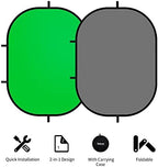Small Collapsible Backdrop Double-Sided Grey Green Screen 2-in-1, alternate view 2