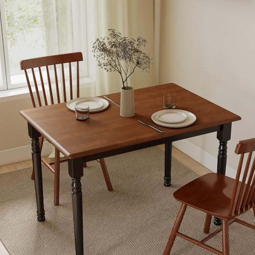 Small Dining Table for 2-4, Solid Wood Dining Table for Small Spaces 2 Person Rectangle Kitchen Table Space