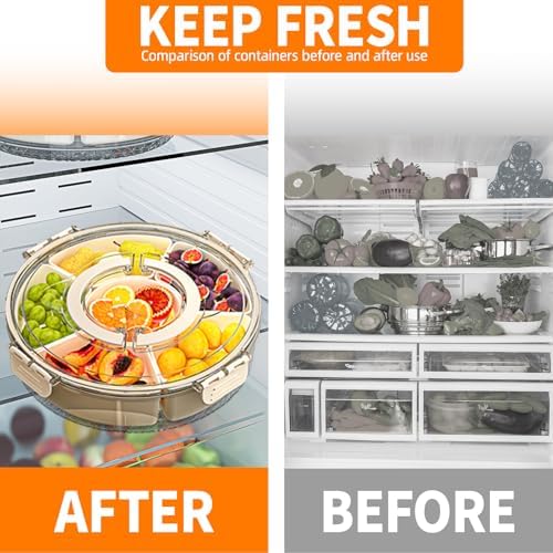 Small Divided Serving Tray with Lid and Handle, Stackable Snackle Box Container for Fruits Candy Organizer, alternate view 4