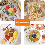 Small Divided Serving Tray with Lid and Handle, Stackable Snackle Box Container for Fruits Candy Organizer, alternate view 5