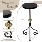 Small Drink Table, Round Pedestal End Table, Black in Black, alternate view 2