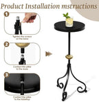 Small Drink Table, Round Pedestal End Table, Black in Black, alternate view 4