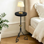 Small Drink Table, Round Pedestal End Table, Black in Black, alternate view 6
