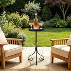 Small Drink Table, Round Pedestal End Table, Black in Black, alternate view 7