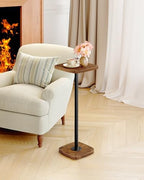Small Drink Table, Square Side Table for Small Spaces, Martini Table with Pedestal, for Living Room, Bedroom, alternate view