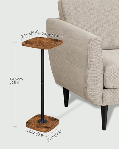 Small Drink Table, Square Side Table for Small Spaces, Martini Table with Pedestal, for Living Room, Bedroom, alternate view