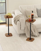 Small Drink Table, Square Side Table for Small Spaces, Martini Table with Pedestal, for Living Room, Bedroom, alternate view