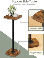 Small Drink Table, Square Side Table for Small Spaces, Martini Table with Pedestal, for Living Room, Bedroom, alternate view