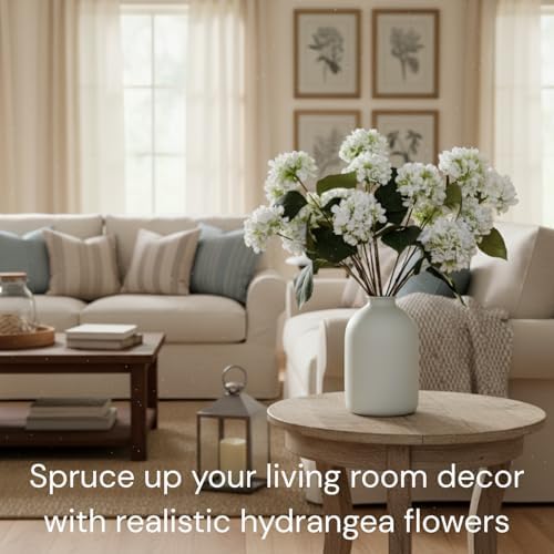 Small Faux Hydrangea Flowers 5 Stems (15 Heads) For Table Decor, alternate view 3