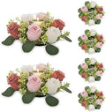 Small Flower Rings for Centerpieces: 9.05 Inch Dusty Rose & White Candle Rose Wreath for Wedding Party Christmas