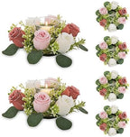 Small Flower Rings for Centerpieces: 9.05 Inch Dusty Rose & White Candle Rose Wreath for Wedding Party Christmas