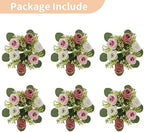 Small Flower Rings for Centerpieces: 9.05 Inch Dusty Rose & White Candle Rose Wreath for Wedding Party Christmas, alternate
