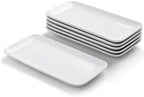 Small Rectangle Plates Set of 6, White Serving Platters 9Inch in 9 inch in White-9inch
