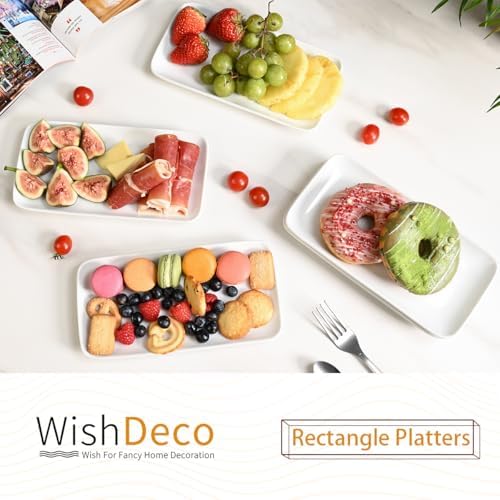 Small Rectangle Plates Set of 6, White Serving Platters 9Inch in 9 inch in White-9inch, alternate view 2