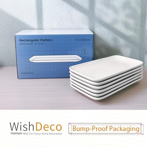 Small Rectangle Plates Set of 6, White Serving Platters 9Inch in 9 inch in White-9inch, alternate view 5