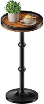 Small Round Side Table 23.5" H Drink Table for Living Room, Couch