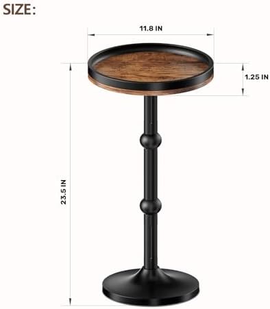 Small Round Side Table 23.5" H Drink Table for Living Room, Couch, alternate view 3