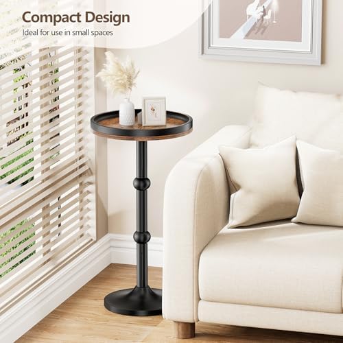 Small Round Side Table 23.5" H Drink Table for Living Room, Couch, alternate view 4