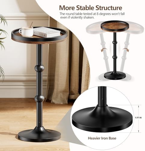 Small Round Side Table 23.5" H Drink Table for Living Room, Couch, alternate view 5