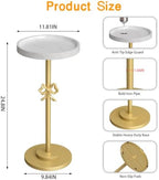Small Round Side Table, 24.8"H Pedestal Drink Table for Small Spaces, Gold in Gold, alternate view 2
