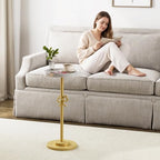 Small Round Side Table, 24.8"H Pedestal Drink Table for Small Spaces, Gold in Gold, alternate view 3