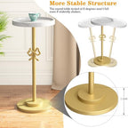 Small Round Side Table, 24.8"H Pedestal Drink Table for Small Spaces, Gold in Gold, alternate view 6