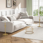 Small Round Side Table, 24.8"H Pedestal Drink Table for Small Spaces, Gold in Gold, alternate view 7