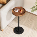 Small Round Side Table, 24.8" Pedestal Drink Table for Small Spaces, Walnut