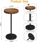 Small Round Side Table, 24.8" Pedestal Drink Table for Small Spaces, Walnut, alternate view 2