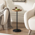 Small Round Side Table, 24.8" Pedestal Drink Table for Small Spaces, Walnut, alternate view 5