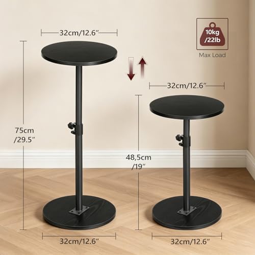 Small Round Side Table, Adjustable Height Cocktail Drink Table, alternate view 2