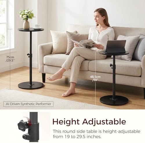 Small Round Side Table, Adjustable Height Cocktail Drink Table, alternate view 3