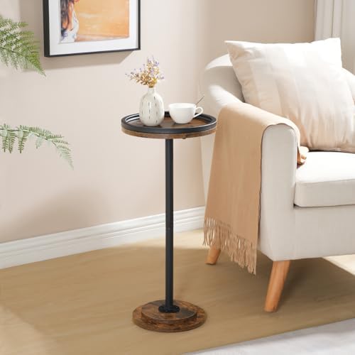 Small Round Side Table, Drink Table, Coffee Martini Table with Pedestal Accent for Small Spaces in Living Room, alternate