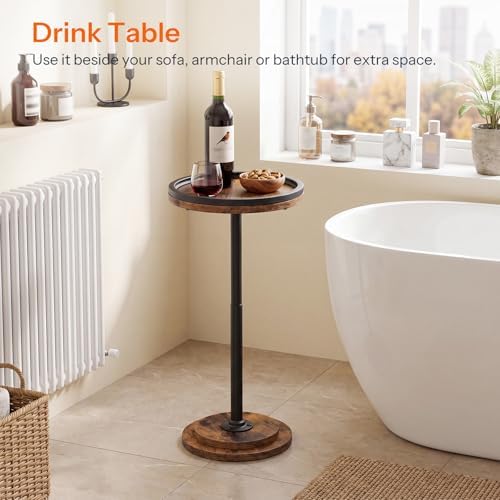 Small Round Side Table, Drink Table, Coffee Martini Table with Pedestal Accent for Small Spaces in Living Room, alternate