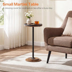 Small Round Side Table, Drink Table, Coffee Martini Table with Pedestal Accent for Small Spaces in Living Room, alternate