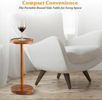 Small Round Side Table, Drink Table with Phone Slot, 22'' Acacia, alternate view 6