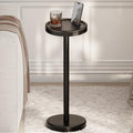 Small Round Side Table, Drink Table with Phone Slot, 22" Black