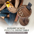 Small Round Side Table, Drink Table with Phone Slot, 24.4" Walnut, alternate view 2