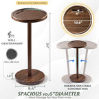 Small Round Side Table, Drink Table with Phone Slot, 24.4" Walnut, alternate view 3