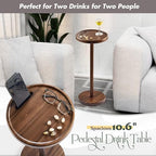 Small Round Side Table, Drink Table with Phone Slot, 24.4" Walnut, alternate view 5