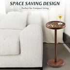 Small Round Side Table, Drink Table with Phone Slot, 24.4" Walnut, alternate view 6