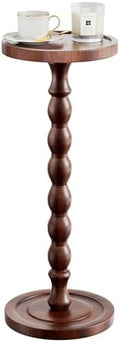 Small Round Side Table, Rubberwood Drink Table for Small Spaces