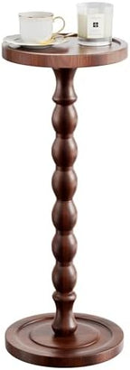 Small Round Side Table, Rubberwood Drink Table for Small Spaces
