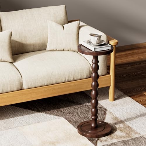 Small Round Side Table, Rubberwood Drink Table for Small Spaces, alternate view 2