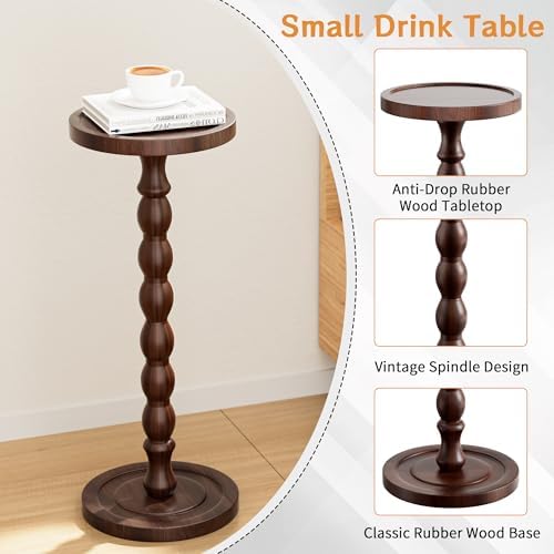 Small Round Side Table, Rubberwood Drink Table for Small Spaces, alternate view 5