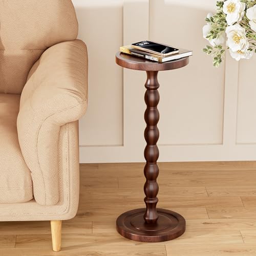Small Round Side Table, Rubberwood Drink Table for Small Spaces, alternate view 7