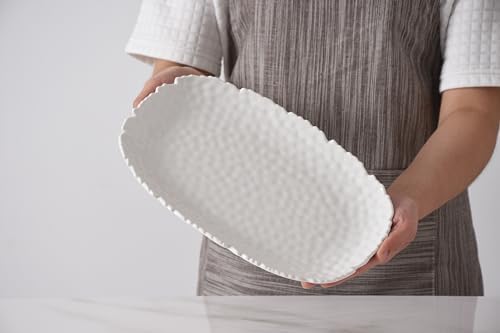 Small Serving Platter, Waves, Kitchen, Gift in 11 x 7.5 Inch in White, alternate view 2