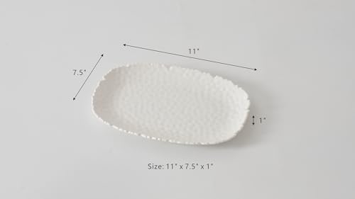Small Serving Platter, Waves, Kitchen, Gift in 11 x 7.5 Inch in White, alternate view 3