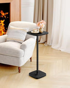 Small Side Table, Drink Table for Small Spaces, Square Martini Table with Pedestal, for Living Room, Bedroom, alternate view